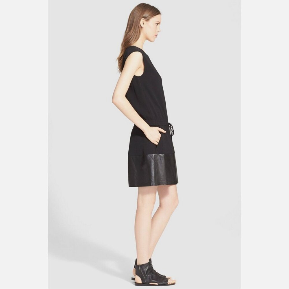 Vince Leather Contrast Band Black Dress - Picture 4 of 7